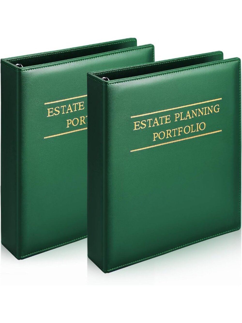Elegant Green PU Leather Estate Planning Portfolio Binders - 2 Piece Set